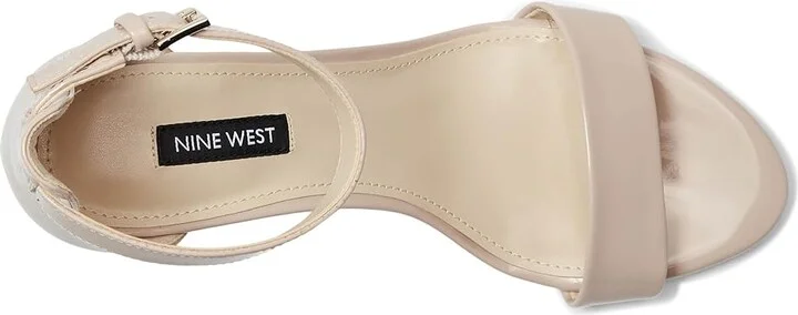 Nine West Pruce Block Heel Sandal High Women's Heels Natural Sleek Patent PU : 5 M, Synthetic - Image 3