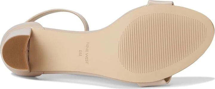 Nine West Pruce Block Heel Sandal High Women's Heels Natural Sleek Patent PU : 5 M, Synthetic - Image 4