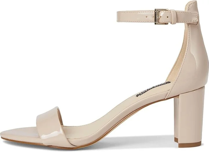 Nine West Pruce Block Heel Sandal High Women's Heels Natural Sleek Patent PU : 5 M, Synthetic - Image 7