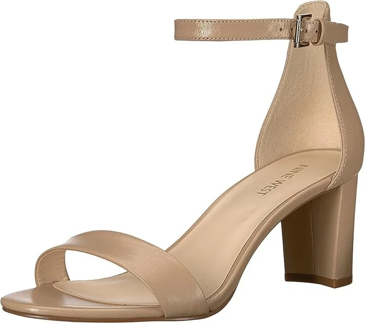 Nine West Pruce Block Heel Sandal High Women's Heels Natural Staci Leather : 5 M - Image 2