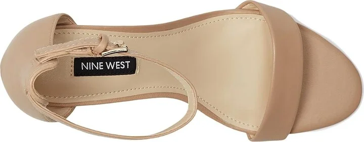 Nine West Pruce Block Heel Sandal High Women's Heels Natural Staci Leather : 5 M - Image 3