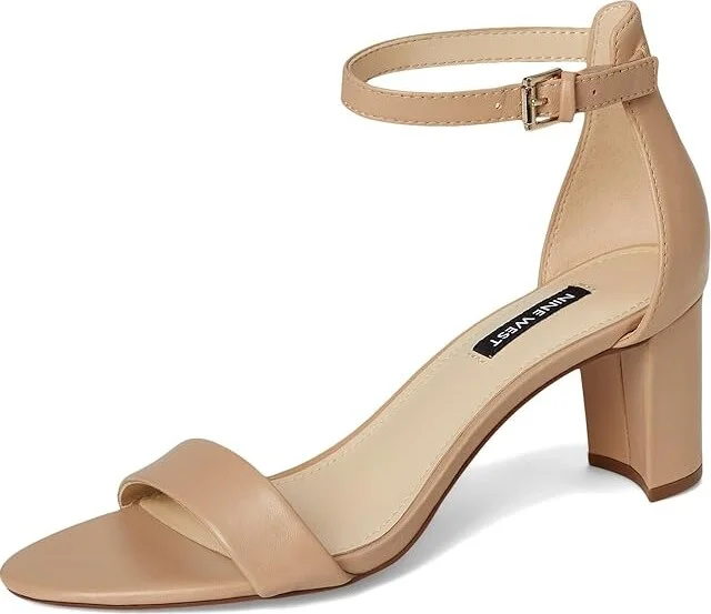 Nine West Pruce Block Heel Sandal High Women's Heels Natural Staci Leather : 5 M - Image 6