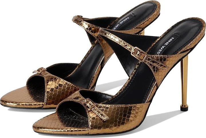 Nine West Reida Women's Wedge Shoes Bronze Snake : 8 M, Leather/Rubber