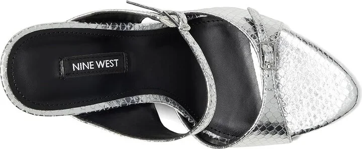 Nine West Reida Women's Wedge Shoes Silver Snake : 7.5 M, Leather/Rubber - Image 2
