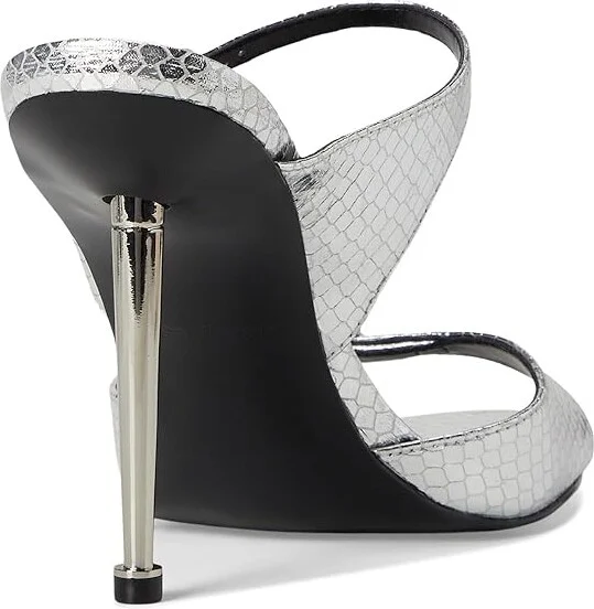 Nine West Reida Women's Wedge Shoes Silver Snake : 7.5 M, Leather/Rubber - Image 4