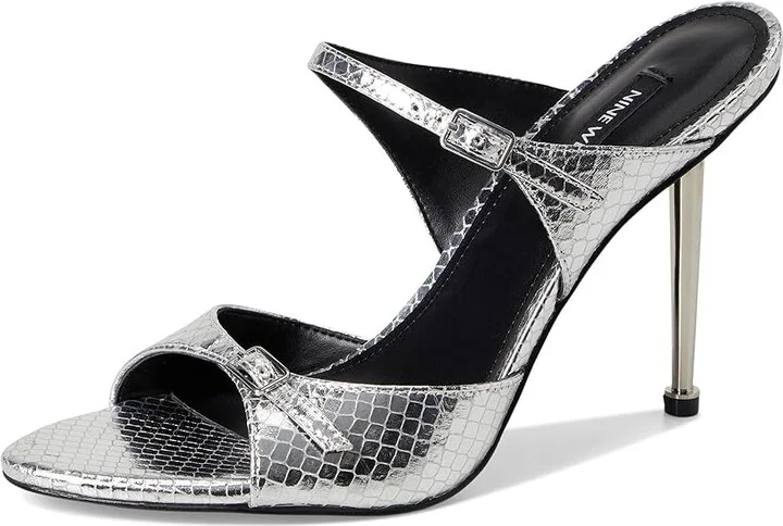 Nine West Reida Women's Wedge Shoes Silver Snake : 7.5 M, Leather/Rubber - Image 5