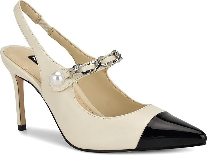 Nine West Rendez High Women's Heels Cream/Black : 7 M, Leather - Image 5