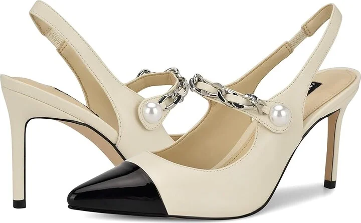 Nine West Rendez High Women's Heels Cream/Black : 7 M, Leather
