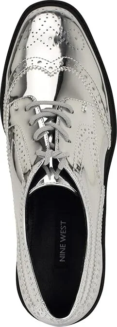 Nine West Resttin Women's Flat Shoes Silver Mirror Metallic : 5 M - Image 2