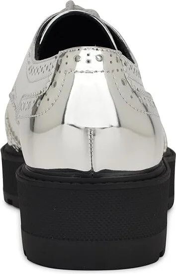 Nine West Resttin Women's Flat Shoes Silver Mirror Metallic : 5 M - Image 4