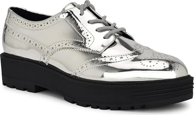 Nine West Resttin Women's Flat Shoes Silver Mirror Metallic : 5 M - Image 5