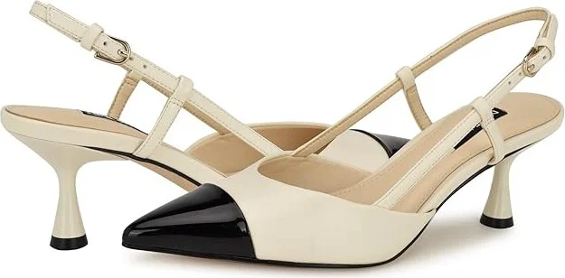 Nine West Rizzy High Women's Heels Cream/Black : 7 M, Leather/Synthetic