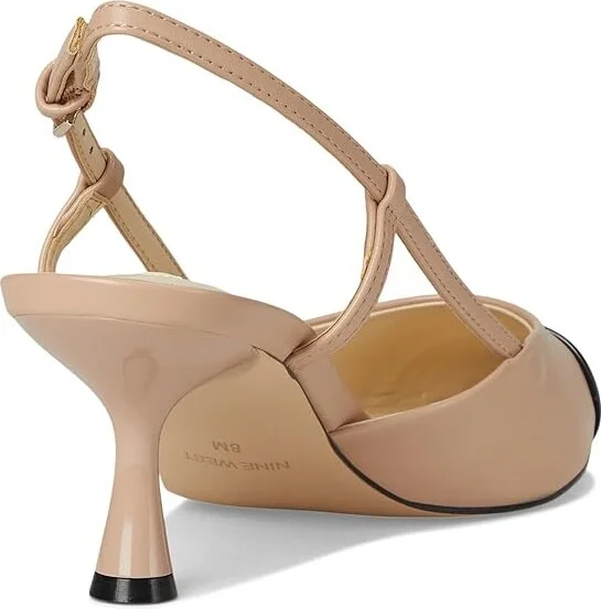 Nine West Rizzy High Women's Heels Light Natural/Black : 9 M, Leather/Synthetic - Image 4