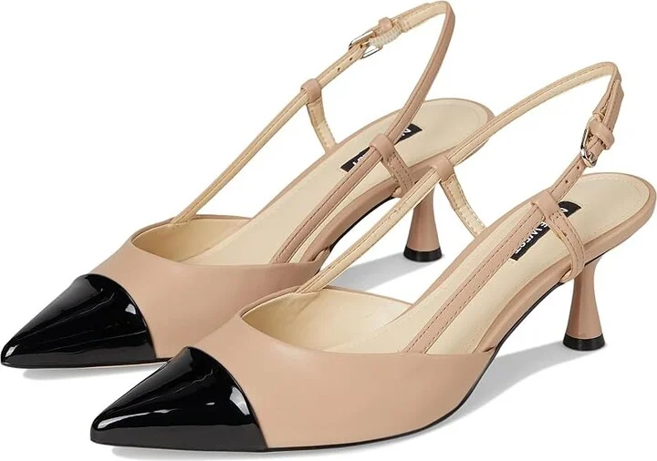 Nine West Rizzy High Women's Heels Light Natural/Black : 9 M, Leather/Synthetic