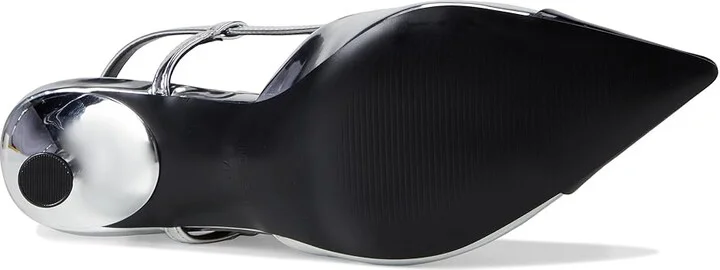 Nine West Rizzy High Women's Heels Silver Mirror Metallic/Black : 5 M, Leather/Synthetic - Image 3