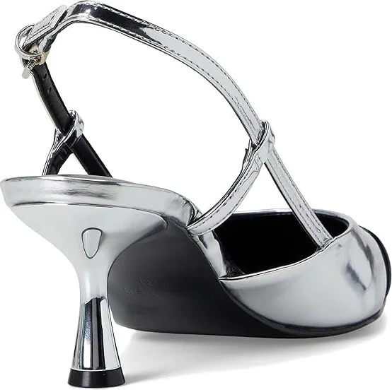 Nine West Rizzy High Women's Heels Silver Mirror Metallic/Black : 5 M, Leather/Synthetic - Image 4