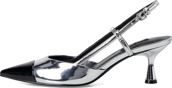 Nine West Rizzy High Women's Heels Silver Mirror Metallic/Black : 5 M, Leather/Synthetic - Image 6