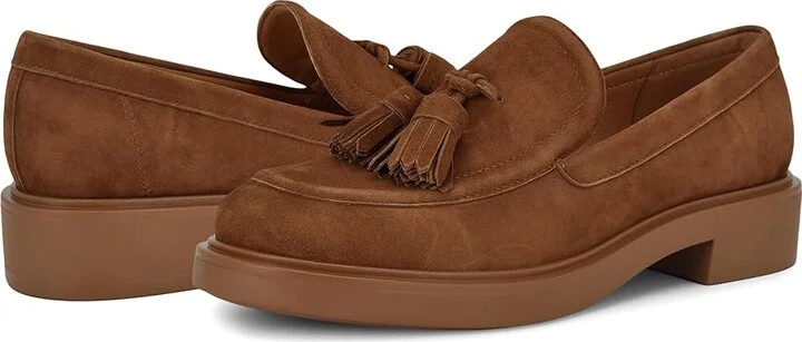Nine West Roker Women's Flat Shoes Cognac Suede : 6.5 M, Rubber/Suede