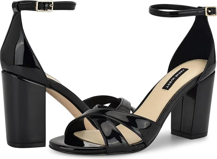 Nine West Saile Women's Sandals Black Patent : 7 M, Rubber/Synthetic