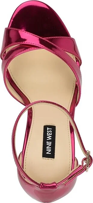 Nine West Saile Women's Sandals Dark Pink Mirror Metallic : 6.5 M, Rubber/Synthetic - Image 2