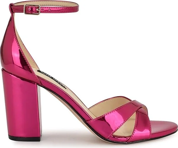 Nine West Saile Women's Sandals Dark Pink Mirror Metallic : 6.5 M, Rubber/Synthetic - Image 5