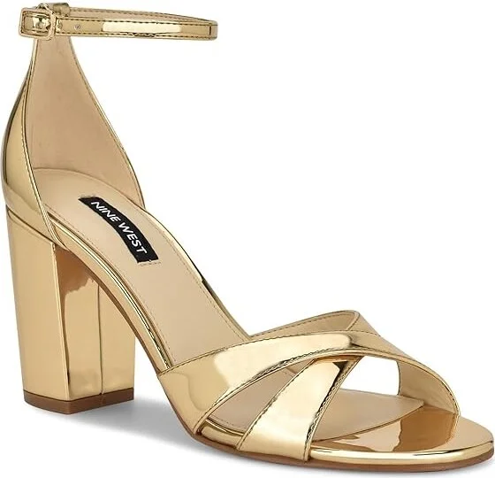 Nine West Saile Women's Sandals Gold Mirror Metallic : 9 M, Rubber/Synthetic - Image 5