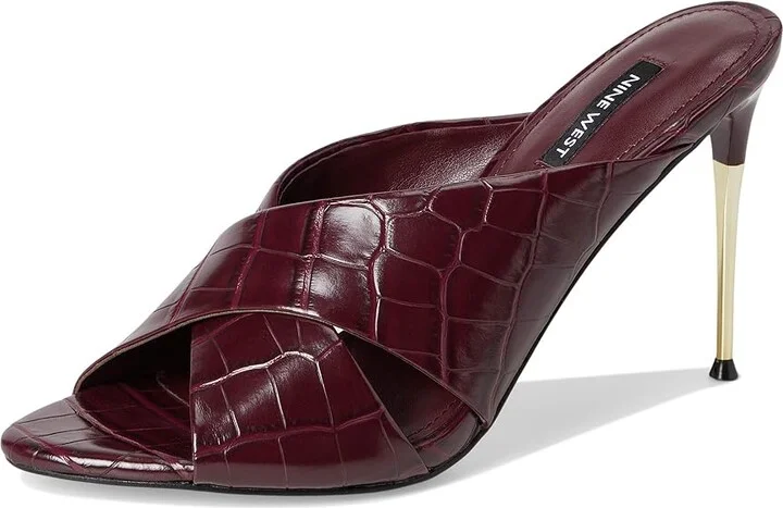 Nine West Sancie Women's Dress Sandals Dark Red Croco : 9 M, Faux Leather - Image 5
