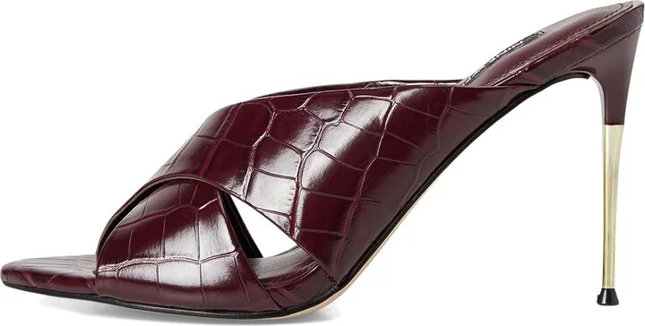 Nine West Sancie Women's Dress Sandals Dark Red Croco : 9 M, Faux Leather - Image 6
