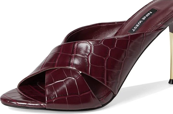 Nine West Sancie Women's Dress Sandals Dark Red Croco : 9 M, Faux Leather - Image 7