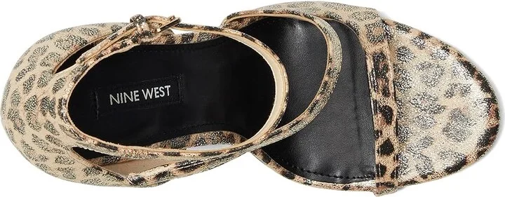 Nine West Shimmy Women's Wedge Shoes Gold Shimmer Leopard : 8 M, Leather/Rubber - Image 2