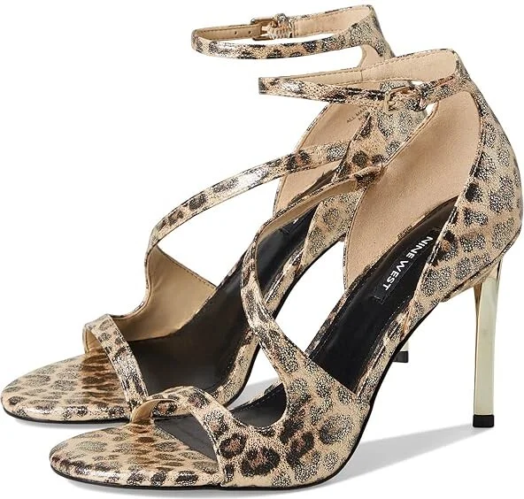 Nine West Shimmy Women's Wedge Shoes Gold Shimmer Leopard : 8 M, Leather/Rubber