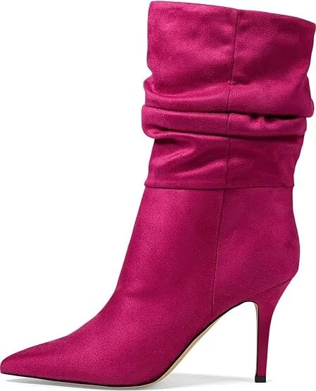 Nine West Slouch Women's Boots Dark Pink : 7.5 M, Leather - Image 5