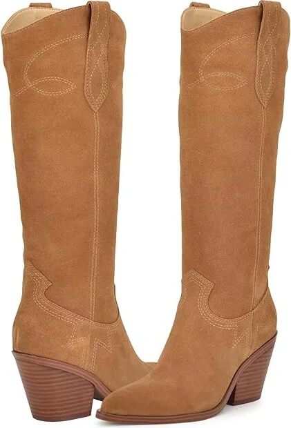 Nine West Smash Women's Boots Medium Natural Suede : 6 M, Rubber/Suede