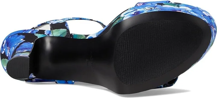 Nine West Solas Women's Wedge Shoes Blue Bouquet Floral : 6.5 M, Leather/Rubber - Image 3
