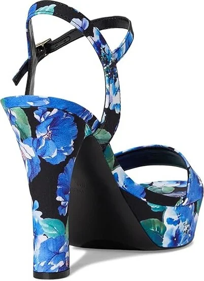 Nine West Solas Women's Wedge Shoes Blue Bouquet Floral : 6.5 M, Leather/Rubber - Image 4