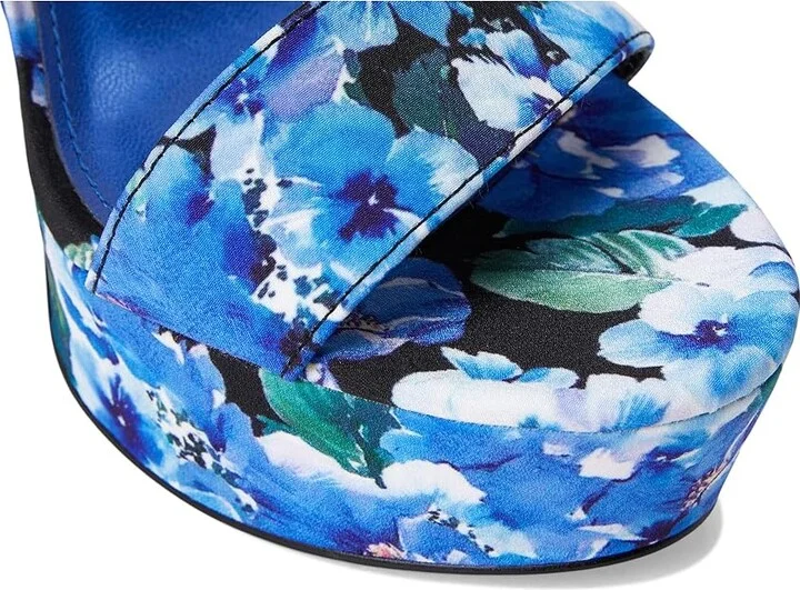 Nine West Solas Women's Wedge Shoes Blue Bouquet Floral : 6.5 M, Leather/Rubber - Image 7