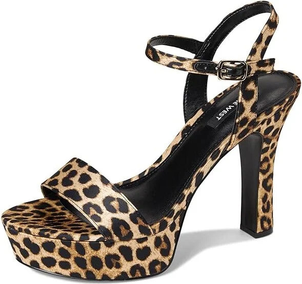 Nine West Solas Women's Wedge Shoes Leopard Satin : 6.5 M, Leather/Rubber - Image 5