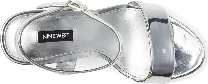 Nine West Solas Women's Wedge Shoes Silver Mirror Metallic : 9.5 M, Leather/Rubber - Image 2