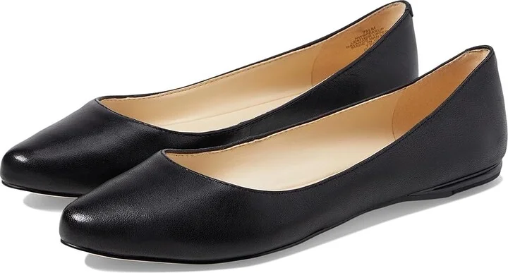 Nine West SpeakUp Flat Women's Dress Flat Shoes Black Leather : 5 M, Leather/Suede/Synthetic