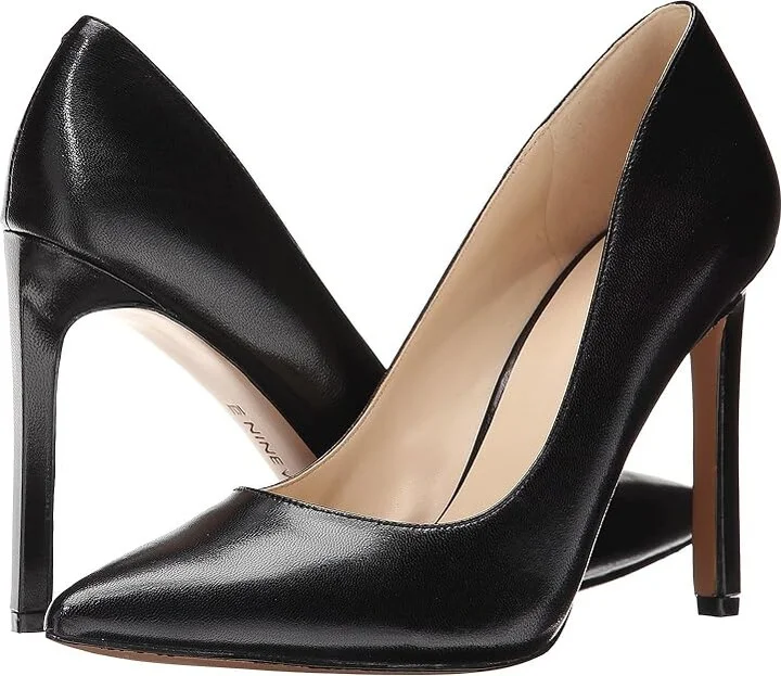 Nine West Tatiana Pump High Women's Heels Black Leather : 5 M