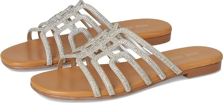 Nine West Timy Women's Dress Sandals Silver : 9.5 M, Synthetic