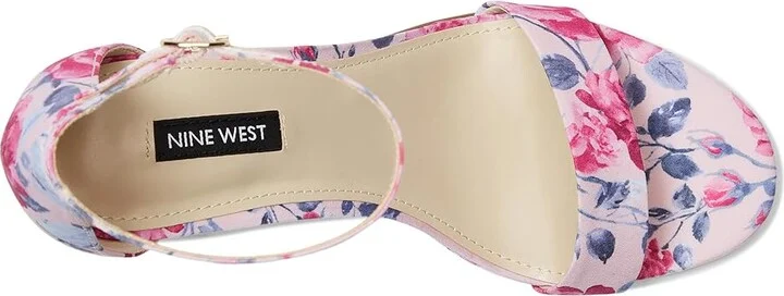 Nine West Toniann Women's Dress Sandals Pink Mystic Garden Print : 8 M, Faux Leather - Image 2
