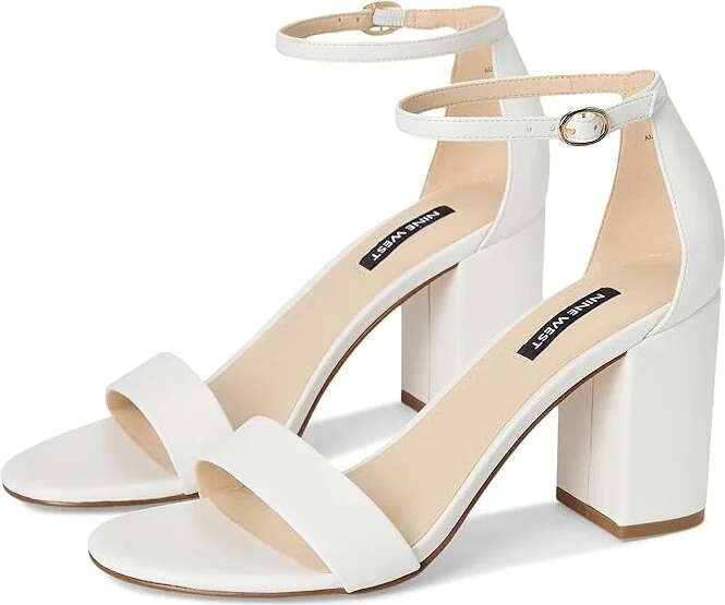 Nine West Toniann Women's Dress Sandals White : 9 M, Leather