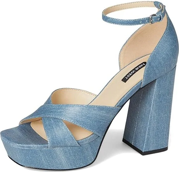 Nine West Vicky Women's Dress Sandals Light Blue Denim : 8.5 M - Image 5