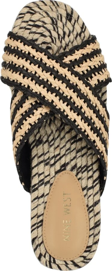 Nine West Women's Animay Woven Slip-On Flat Sandals - Black/Natural - Image 4