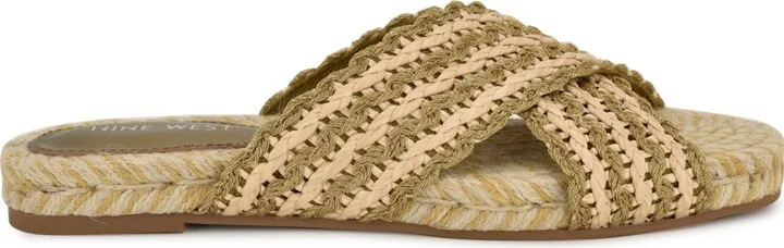Nine West Women's Animay Woven Slip-On Flat Sandals - Black/Natural - Image 6