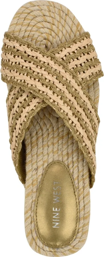 Nine West Women's Animay Woven Slip-On Flat Sandals - Black/Natural - Image 8