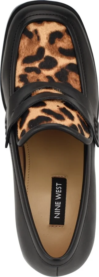 Nine West Women's Avalia Block Heel Penny Loafers - Black/Leopard - Image 4