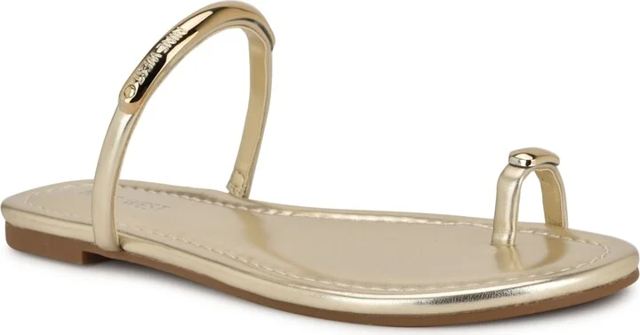 Nine West Women's Balon Strappy Toe Loop Flat Sandals
