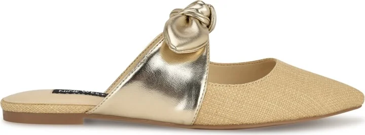 Nine West Women's Bowin Bow Strap Mule Flats - Natural/Gold - Image 2